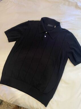Elie Tahari Black Short-Sleeve Polo
